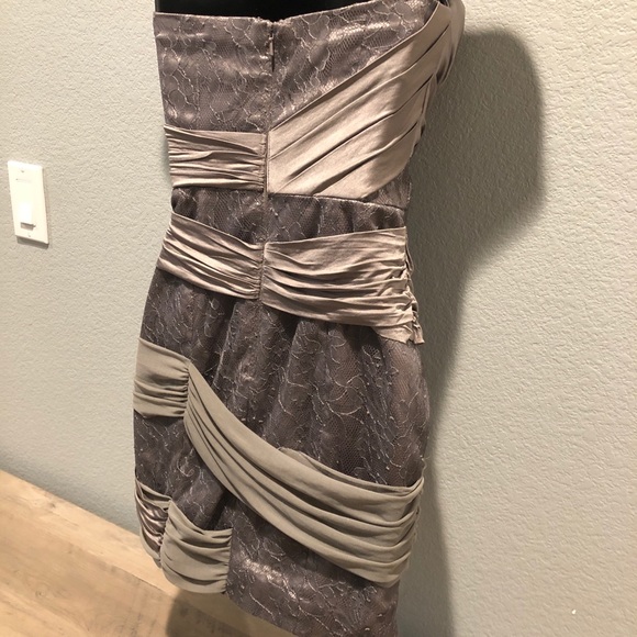 SOLD! Bebe Lace Silver & Lace Tube Top Dress - Picture 3 of 5